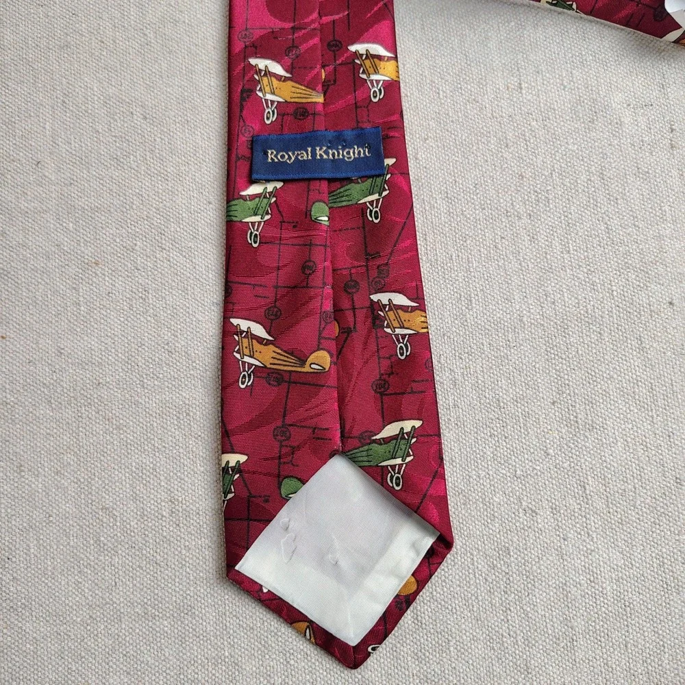 Royal Knight Mens OS Biplane Aviation Tie Burgundy Polyester Aviatorcore Retro